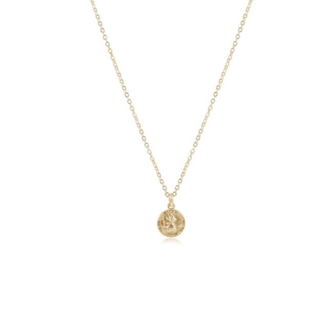 Gold 16" Necklace - Protection Small Disc Charm