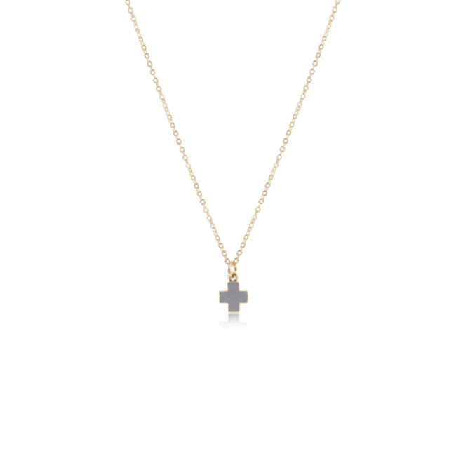 Gold 16" Necklace - Grey Signature Cross Charm