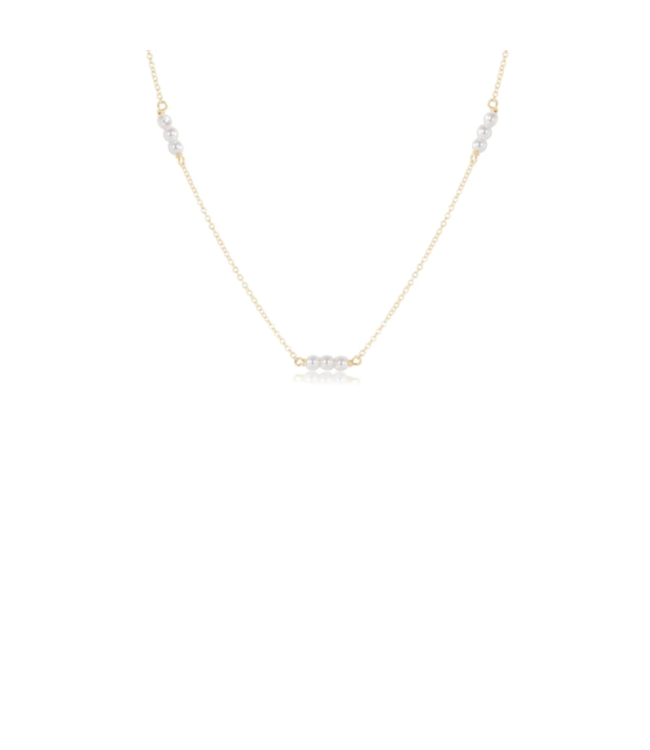 Joy Simplicity 3mm Bead Chain 15" Choker Necklace - Pearl/Gold