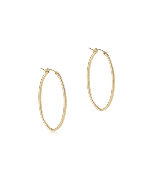 Textured Oval 2" Hoop Earring - Gold