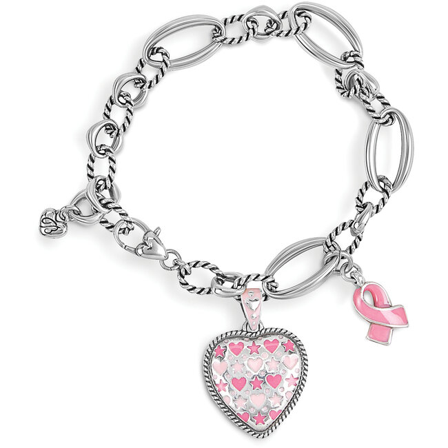 Brighton Breast Cancer Red Magnetic Heart Charm Bracelet TRUST YOUR JOURNEY
