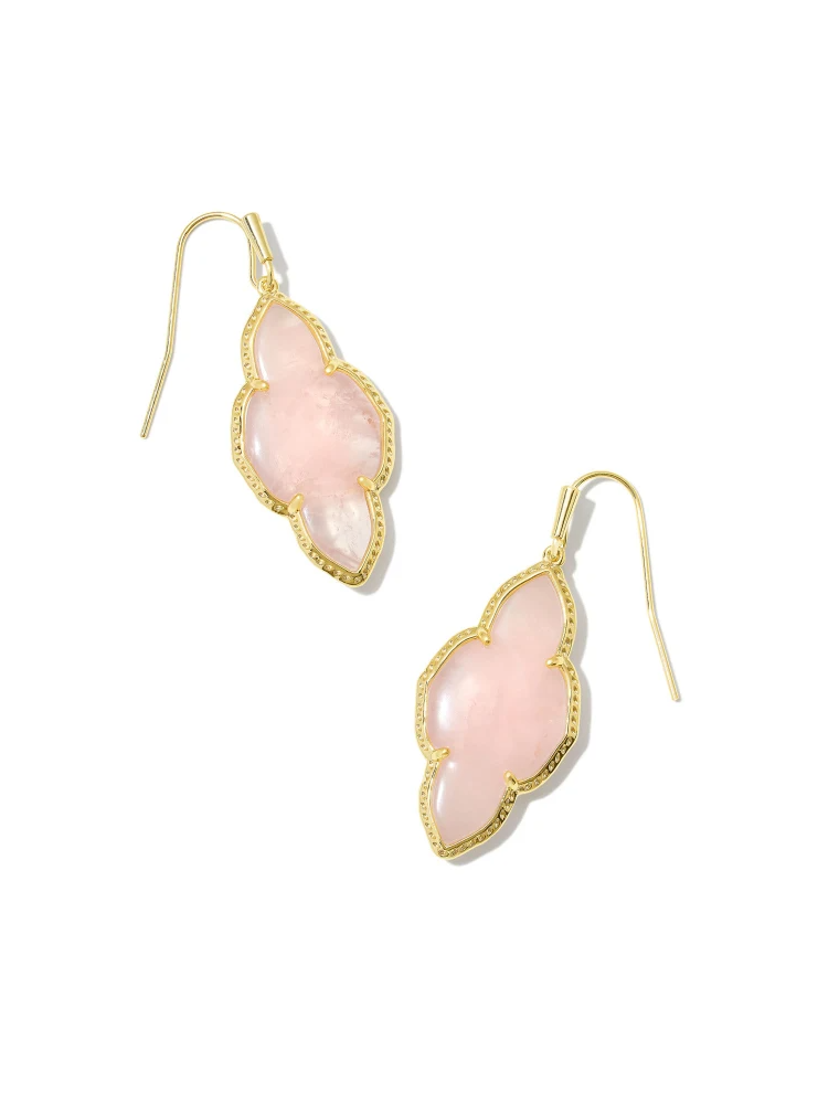 KENDRA SCOTT DESIGN Abbie Gold Drop Earrings in Rose Quartz