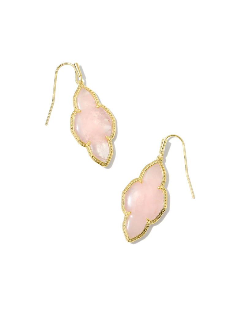 KENDRA SCOTT DESIGN Abbie Gold Drop Earrings in Rose Quartz