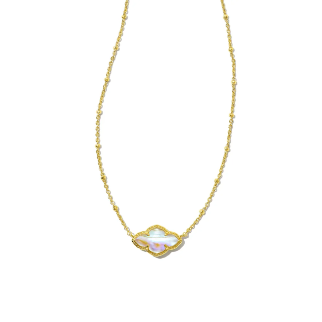 Abbie Gold Pendant Necklace in Iridescent Abalone