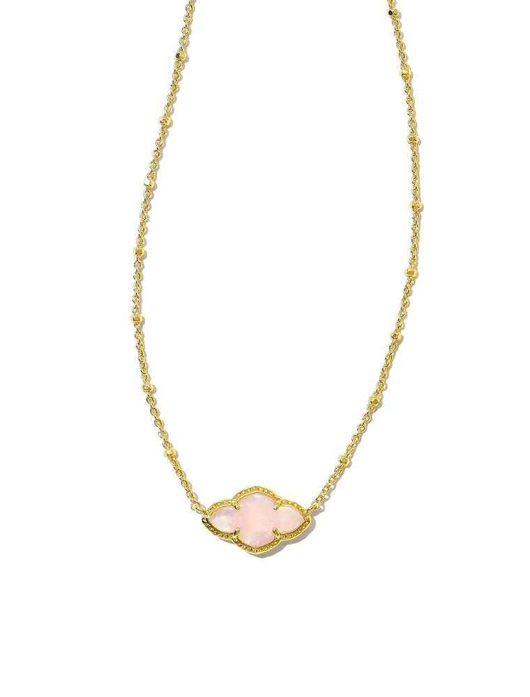 KENDRA SCOTT DESIGN Abbie Gold Pendant Necklace in Rose Quartz