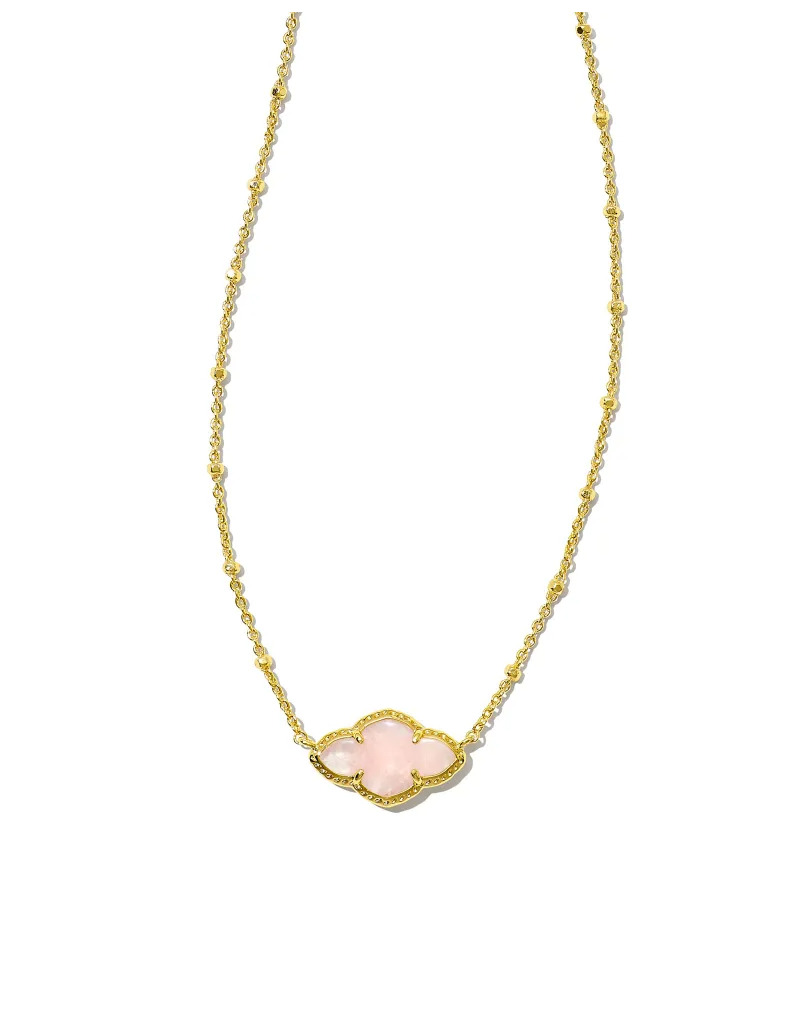 KENDRA SCOTT DESIGN Abbie Gold Pendant Necklace in Rose Quartz