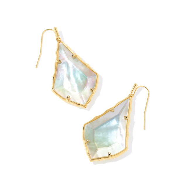 Faceted Alex Gold Drop Earrings in Ivory Illusion