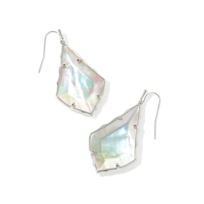 Faceted Alex Silver Drop Earrings in Ivory Illusion