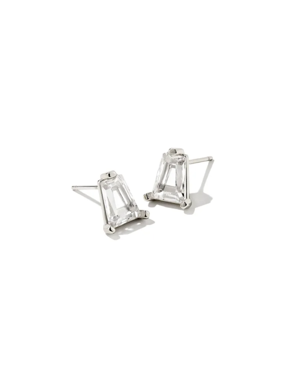 Blair Silver Stud Earrings in White Crystal