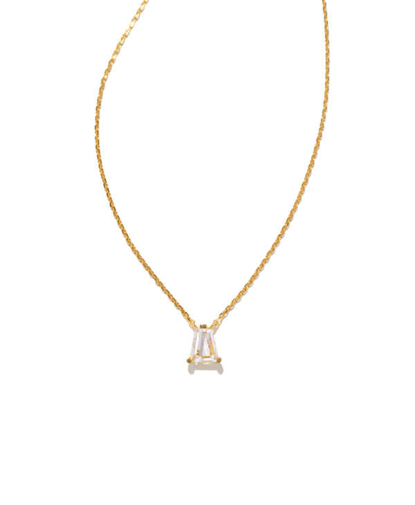 Blair Gold Pendant Necklace in White Crystal