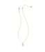 Cross Gold Pendant Necklace in White Kyocera Opal