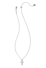 KENDRA SCOTT DESIGN Cross Silver Pendant Necklace in White Kyocera Opal