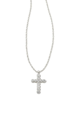 KENDRA SCOTT DESIGN Cross Silver Pendant Necklace in White Crystal
