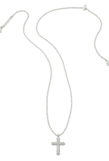 KENDRA SCOTT DESIGN Cross Silver Pendant Necklace in White Crystal