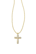 KENDRA SCOTT DESIGN Cross Gold Pendant Necklace in White Crystal