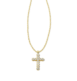 KENDRA SCOTT DESIGN Cross Gold Pendant Necklace in White Crystal