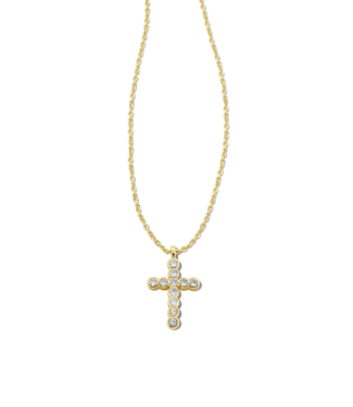 KENDRA SCOTT DESIGN Cross Gold Pendant Necklace in White Crystal