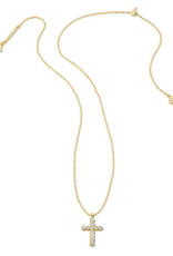 KENDRA SCOTT DESIGN Cross Gold Pendant Necklace in White Crystal