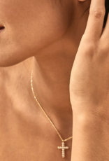 KENDRA SCOTT DESIGN Cross Gold Pendant Necklace in White Crystal