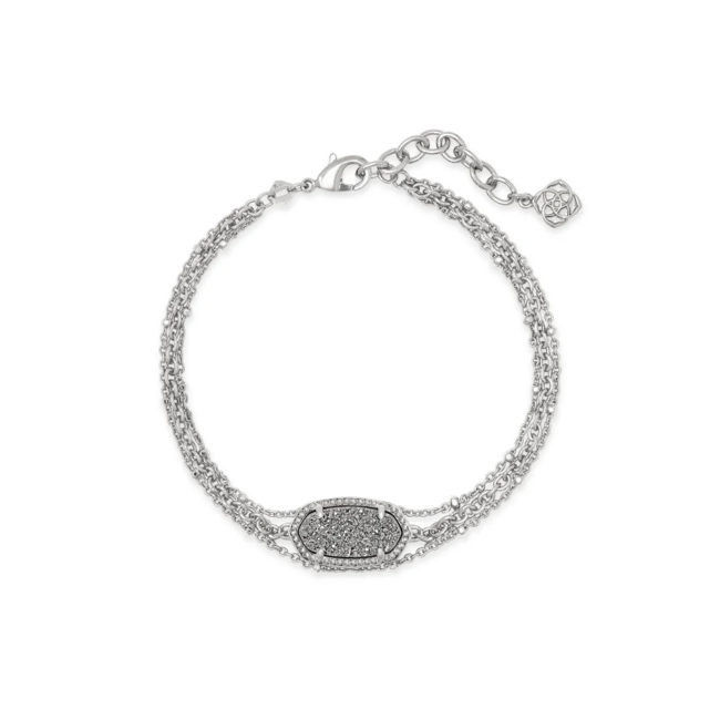 Elaina Silver Multi Strand Bracelet in Platinum Drusy