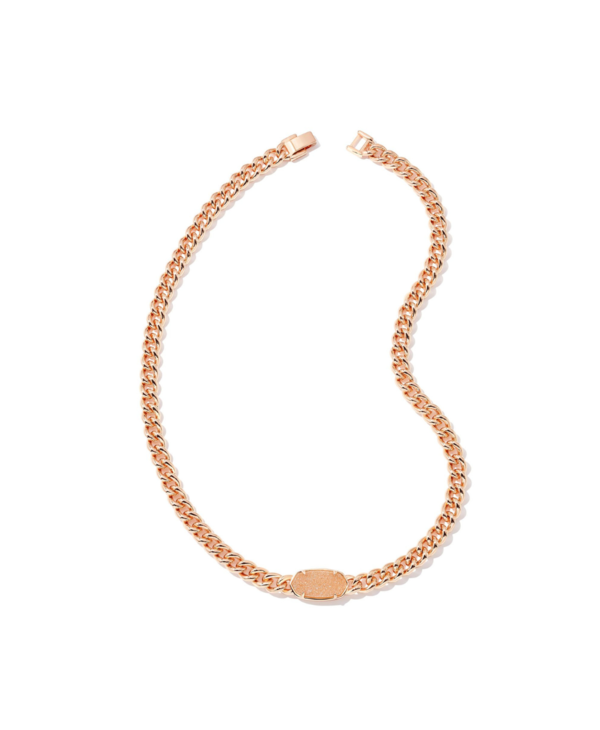 Elisa Rose Gold Chain Necklace in Rose Gold Drusy