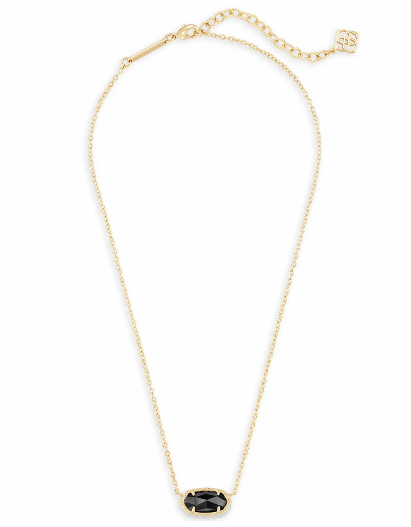 KENDRA SCOTT DESIGN Elisa Gold Pendant Necklace in Black Opaque Glass