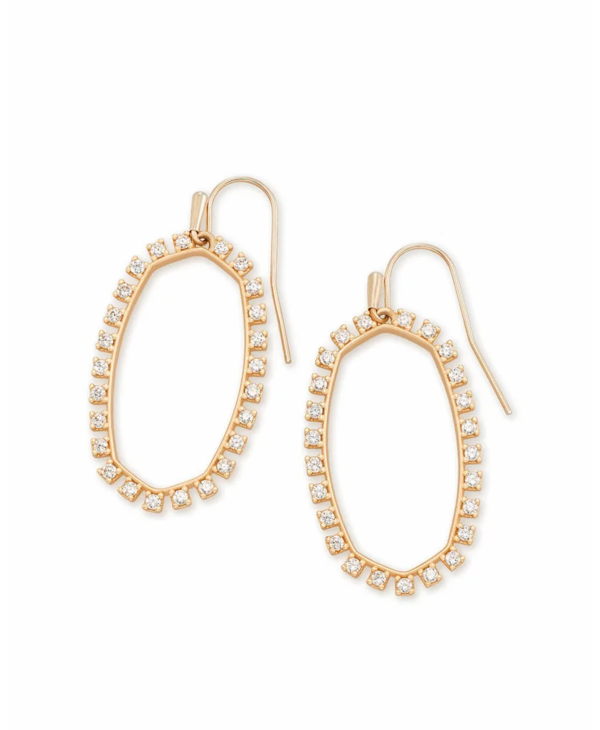 Elle Open Frame Crystal Drop Earrings in Rose Gold