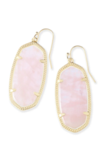 KENDRA SCOTT DESIGN Elle Gold Drop Earrings in Rose Quartz