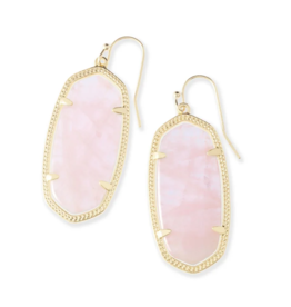 KENDRA SCOTT DESIGN Elle Gold Drop Earrings in Rose Quartz