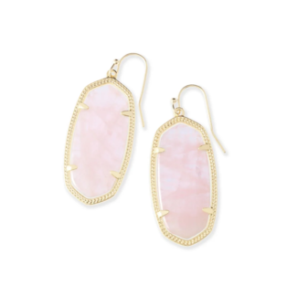 KENDRA SCOTT DESIGN Elle Gold Drop Earrings in Rose Quartz