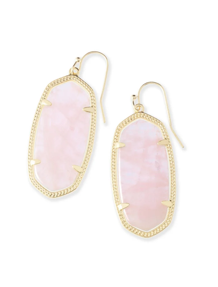 KENDRA SCOTT DESIGN Elle Gold Drop Earrings in Rose Quartz