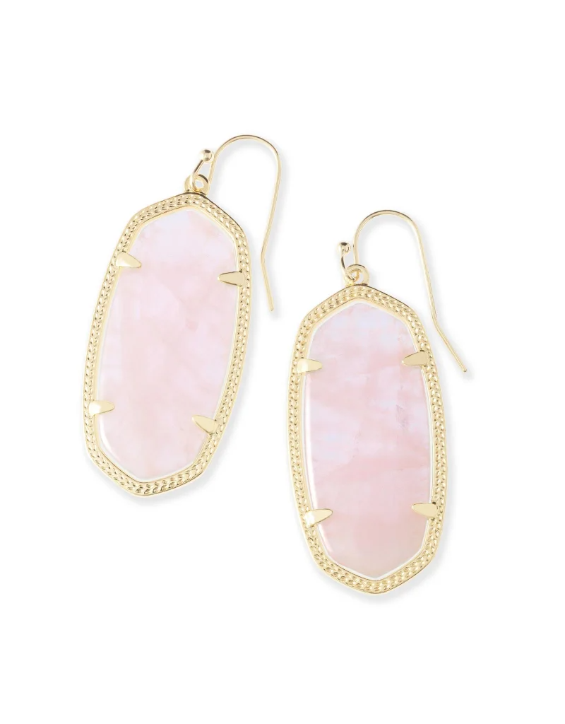 KENDRA SCOTT DESIGN Elle Gold Drop Earrings in Rose Quartz