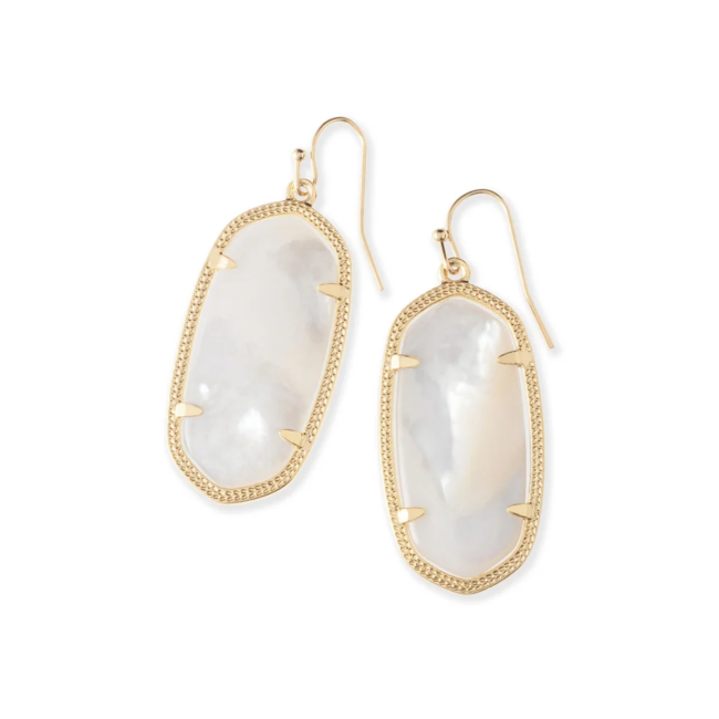 Elle Gold Drop Earrings in Ivory Mother-of-Pearl