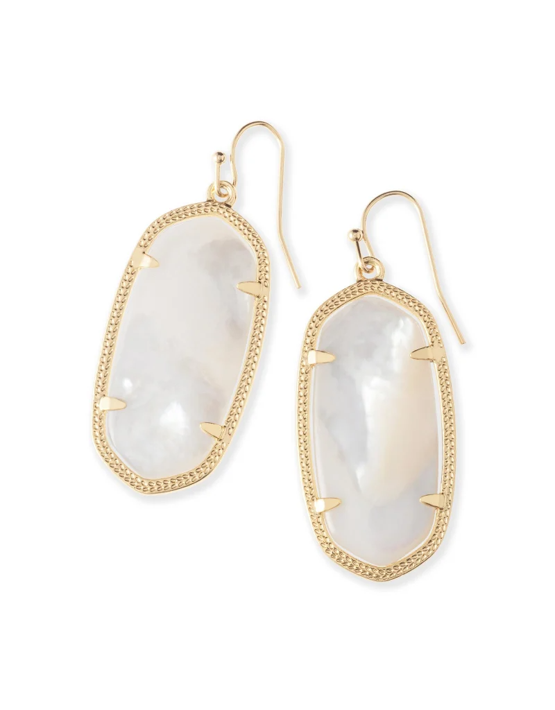 KENDRA SCOTT DESIGN Elle Gold Drop Earrings in Ivory Mother-of-Pearl