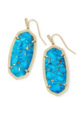KENDRA SCOTT DESIGN Elle Gold Drop Earrings in Bronze Veined Turquoise Magnesite