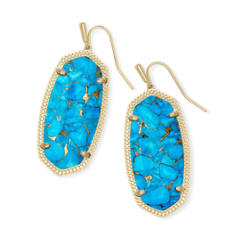 KENDRA SCOTT DESIGN Elle Gold Drop Earrings in Bronze Veined Turquoise Magnesite