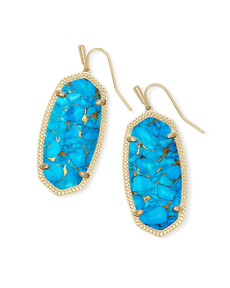 Kendra Scott Elle Gold Drop Earrings in Bronze Veined Turquoise
