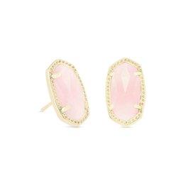 KENDRA SCOTT DESIGN Ellie Gold Stud Earrings in Rose Quartz
