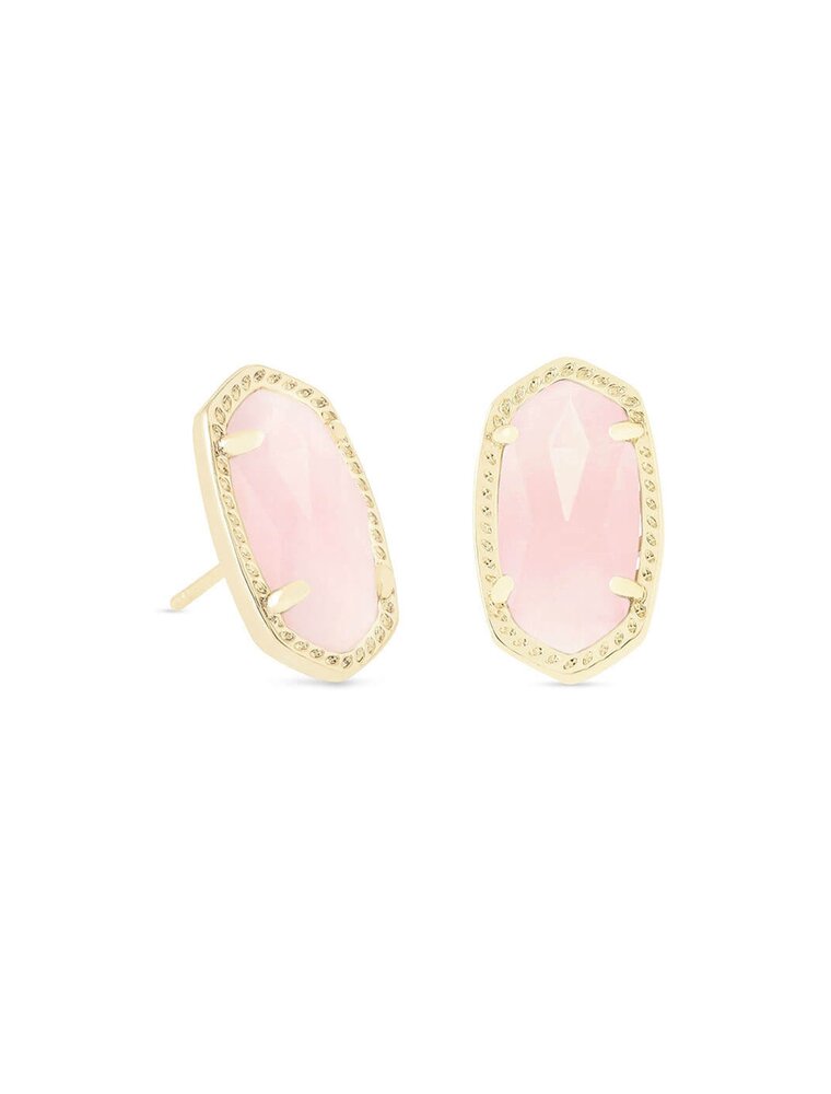 KENDRA SCOTT DESIGN Ellie Gold Stud Earrings in Rose Quartz