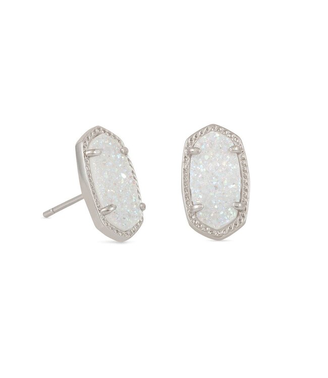 Ellie Silver Stud Earrings in Iridescent Drusy