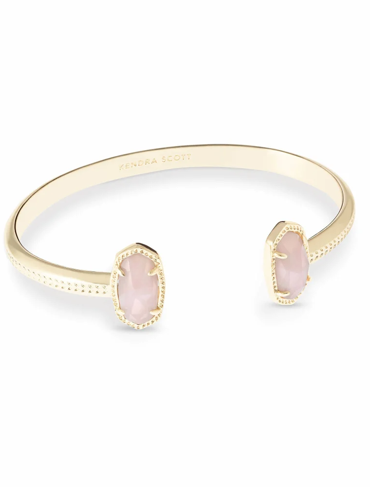 KENDRA SCOTT DESIGN Elton Gold Cuff Bracelet in Rose Quartz