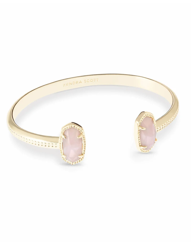 KENDRA SCOTT DESIGN Elton Gold Cuff Bracelet in Rose Quartz