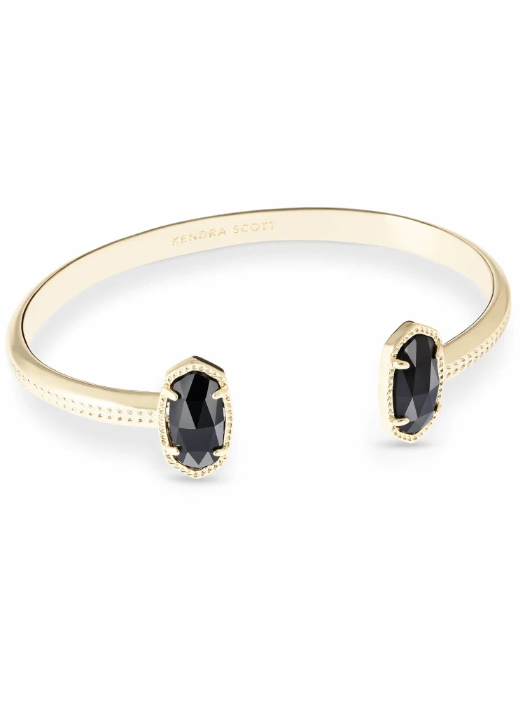 KENDRA SCOTT DESIGN Elton Gold Cuff Bracelet in Black Opaque Glass