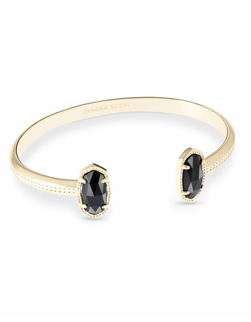 KENDRA SCOTT DESIGN Elton Gold Cuff Bracelet in Black Opaque Glass