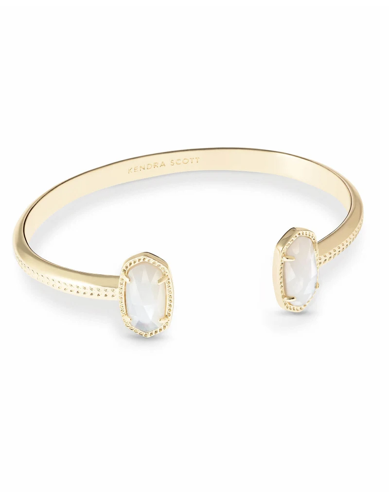 KENDRA SCOTT DESIGN Elton Gold Cuff Bracelet in Ivory Mother-of-Pearl