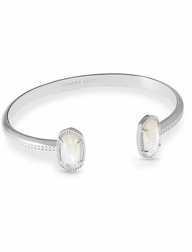KENDRA SCOTT DESIGN Elton Silver Cuff Bracelet in Ivory Mother-of-Pearl