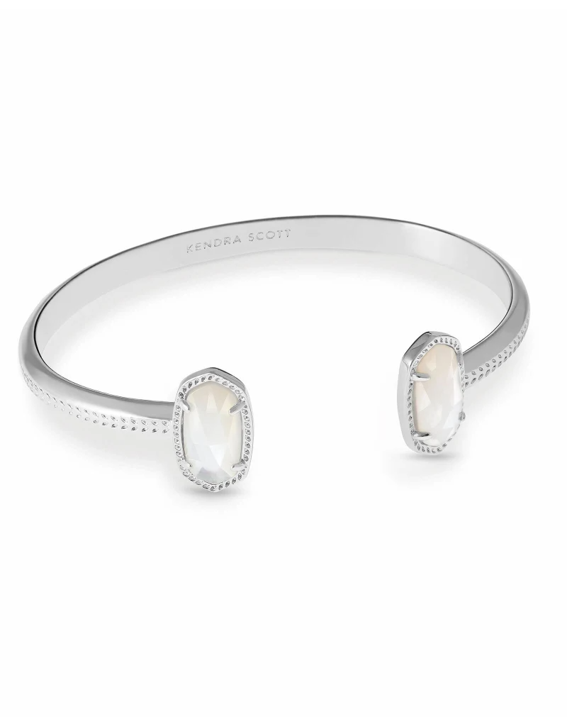 KENDRA SCOTT DESIGN Elton Silver Cuff Bracelet in Ivory Mother-of-Pearl
