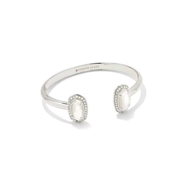 Elton Silver Cuff Bracelet in Ivory Mother Of Pearl
