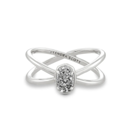 KENDRA SCOTT DESIGN Emilie Silver Double Band Ring in Platinum Drusy