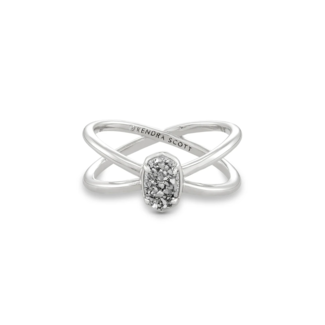 KENDRA SCOTT DESIGN Emilie Silver Double Band Ring in Platinum Drusy